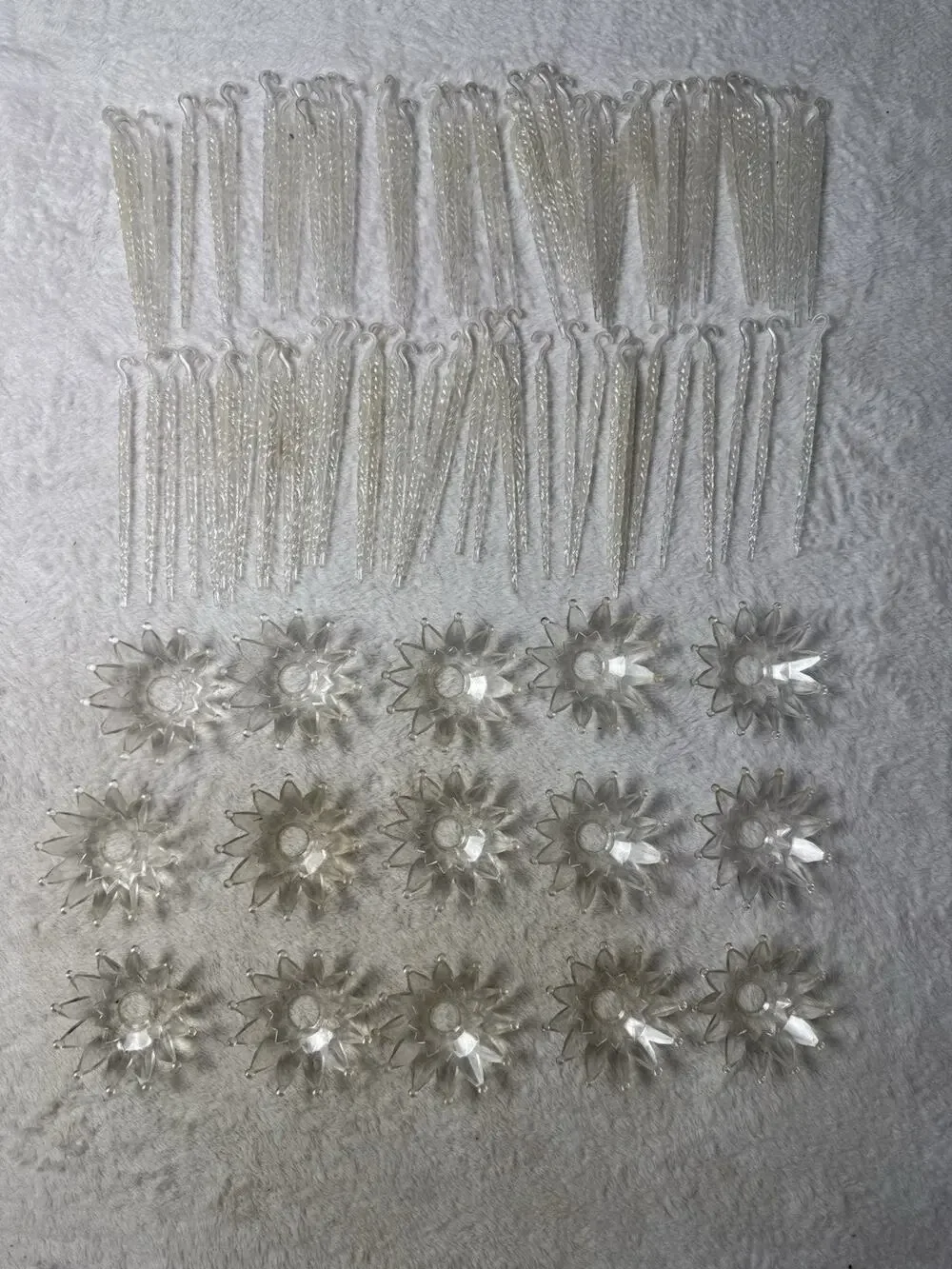 Vtg Atomic Starburst Star Light Cover Enhancer Icicle Hanging Ornament 95 Pc Lot